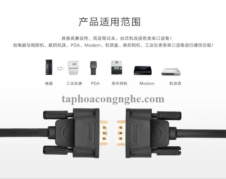 Ugreen 20151 3M màu Đen Cáp tín hiệu nối dài COM RS232 2 đầu âm cao cấp DB101 30020151